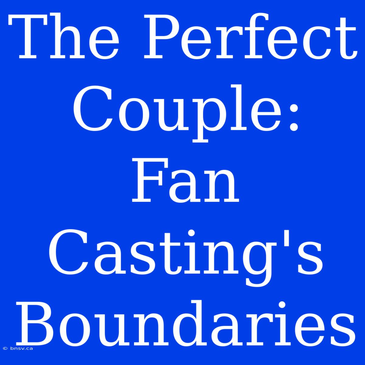 The Perfect Couple: Fan Casting's Boundaries