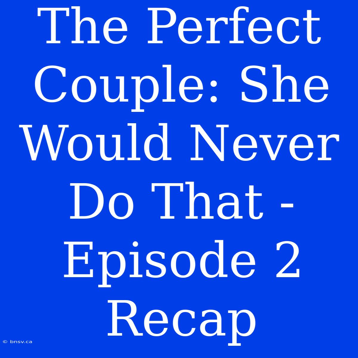 The Perfect Couple: She Would Never Do That - Episode 2 Recap