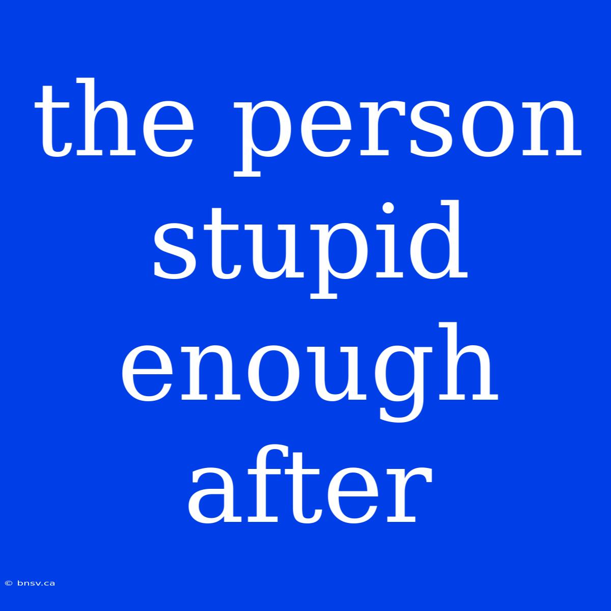 The Person Stupid Enough After