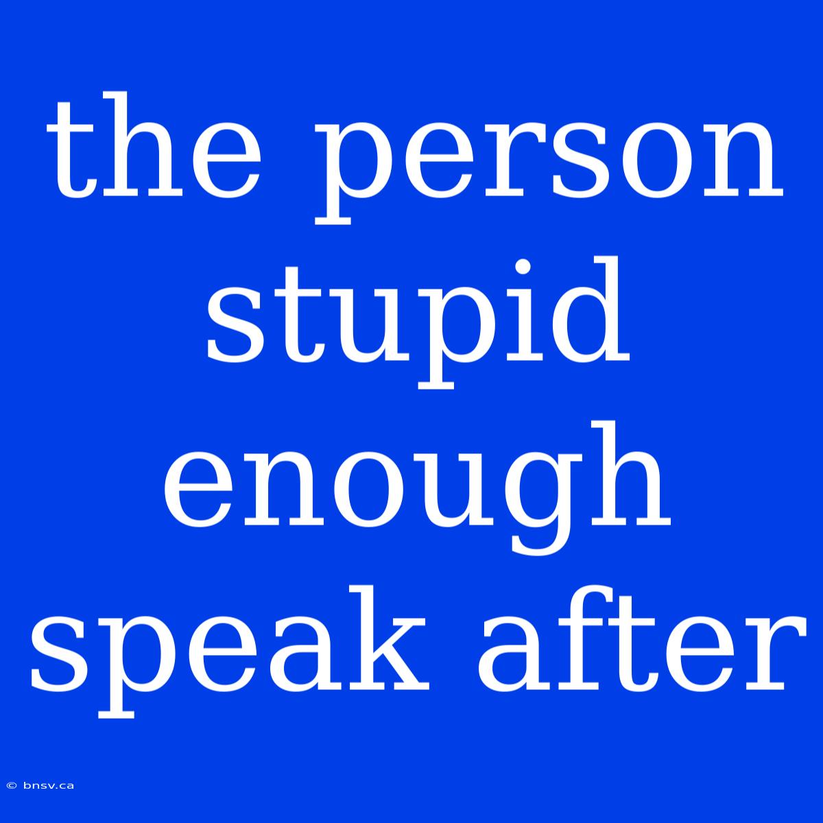 The Person Stupid Enough Speak After