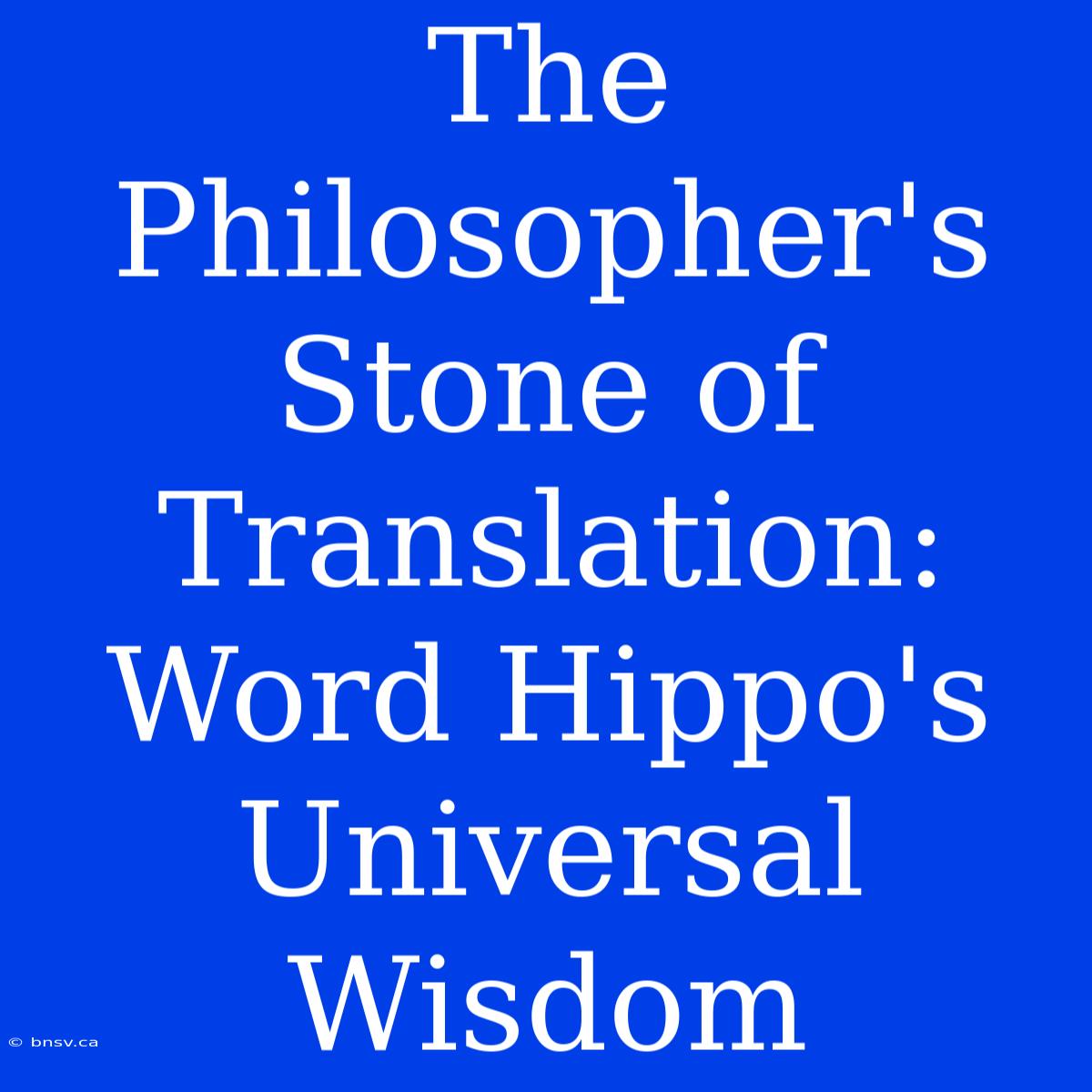 The Philosopher's Stone Of Translation: Word Hippo's Universal Wisdom