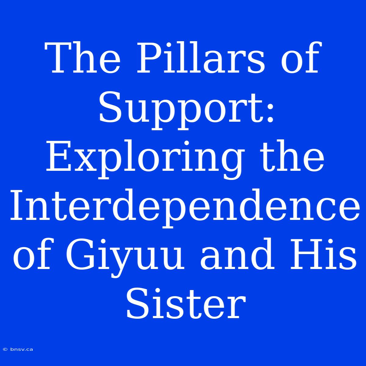 The Pillars Of Support: Exploring The Interdependence Of Giyuu And His Sister