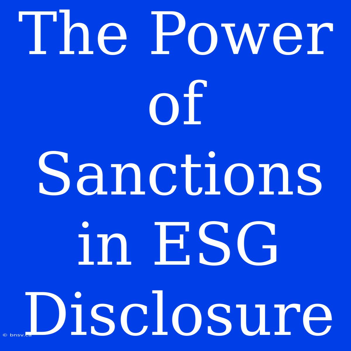 The Power Of Sanctions In ESG Disclosure