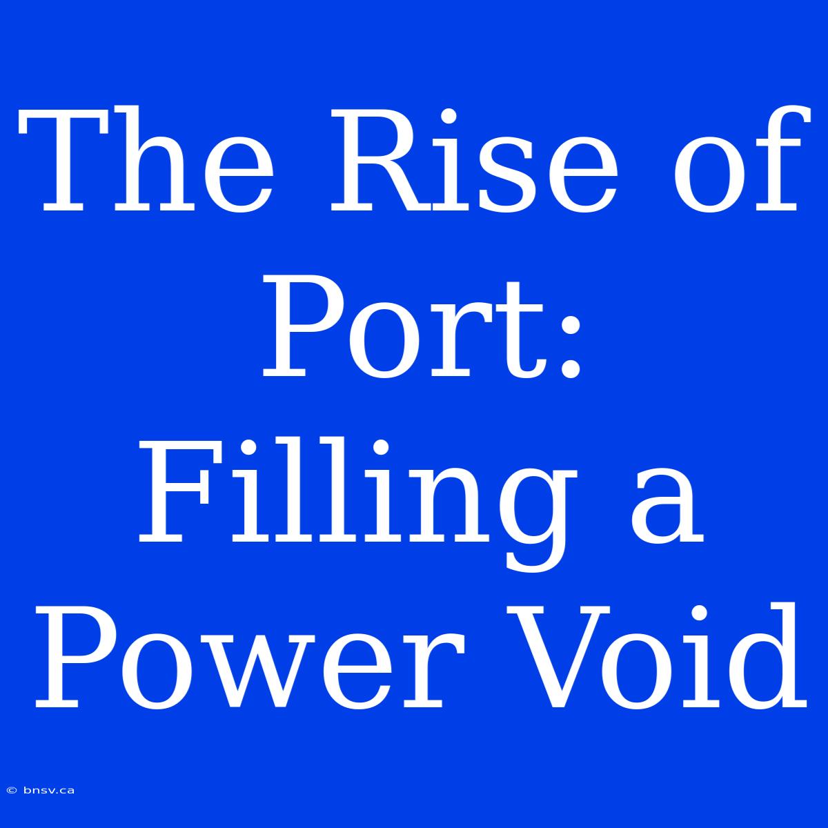 The Rise Of Port: Filling A Power Void