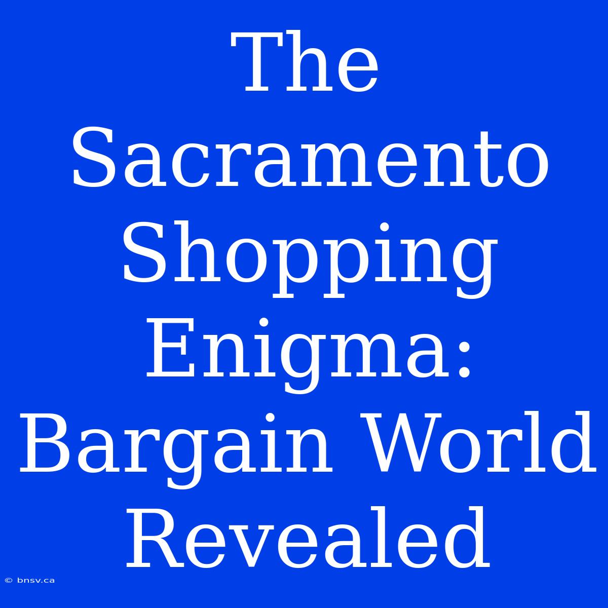 The Sacramento Shopping Enigma: Bargain World Revealed