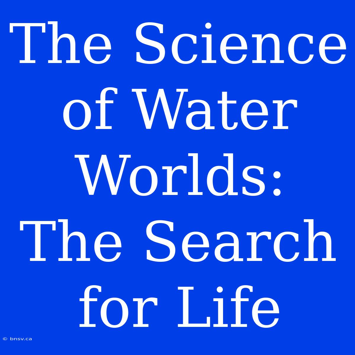 The Science Of Water Worlds:  The Search For Life