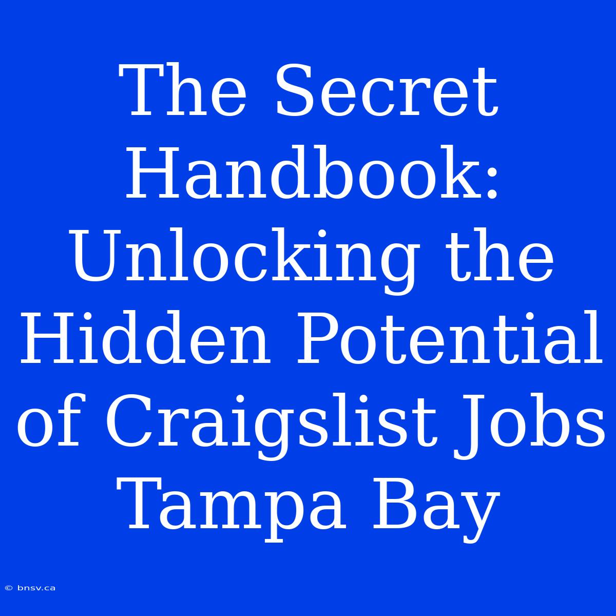 The Secret Handbook: Unlocking The Hidden Potential Of Craigslist Jobs Tampa Bay