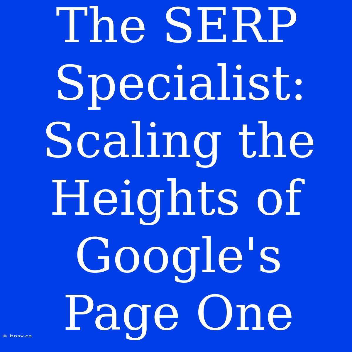 The SERP Specialist: Scaling The Heights Of Google's Page One