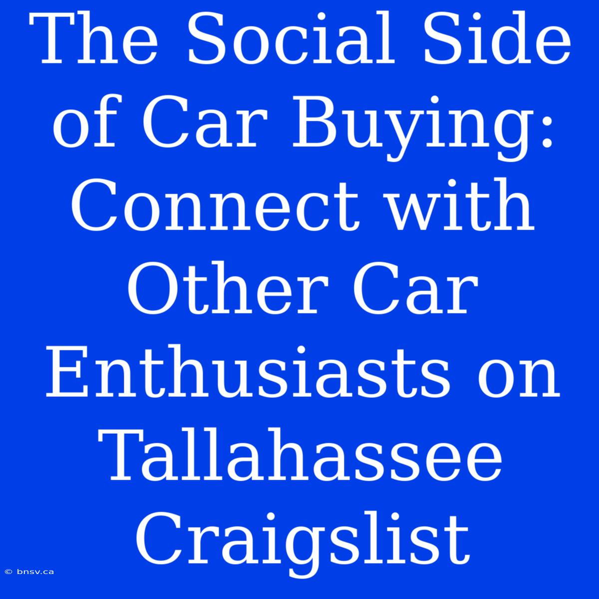 The Social Side Of Car Buying: Connect With Other Car Enthusiasts On Tallahassee Craigslist