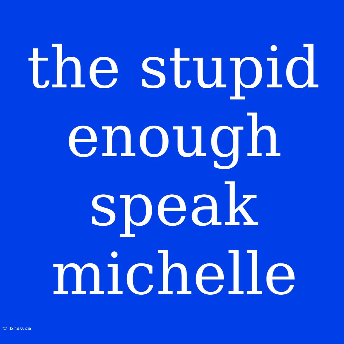 The Stupid Enough Speak Michelle