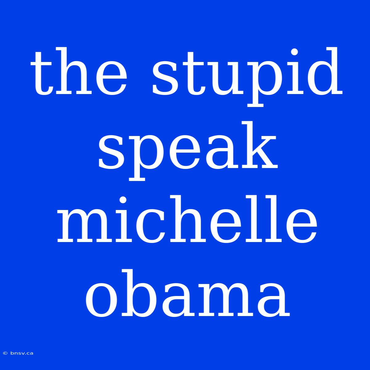 The Stupid Speak Michelle Obama