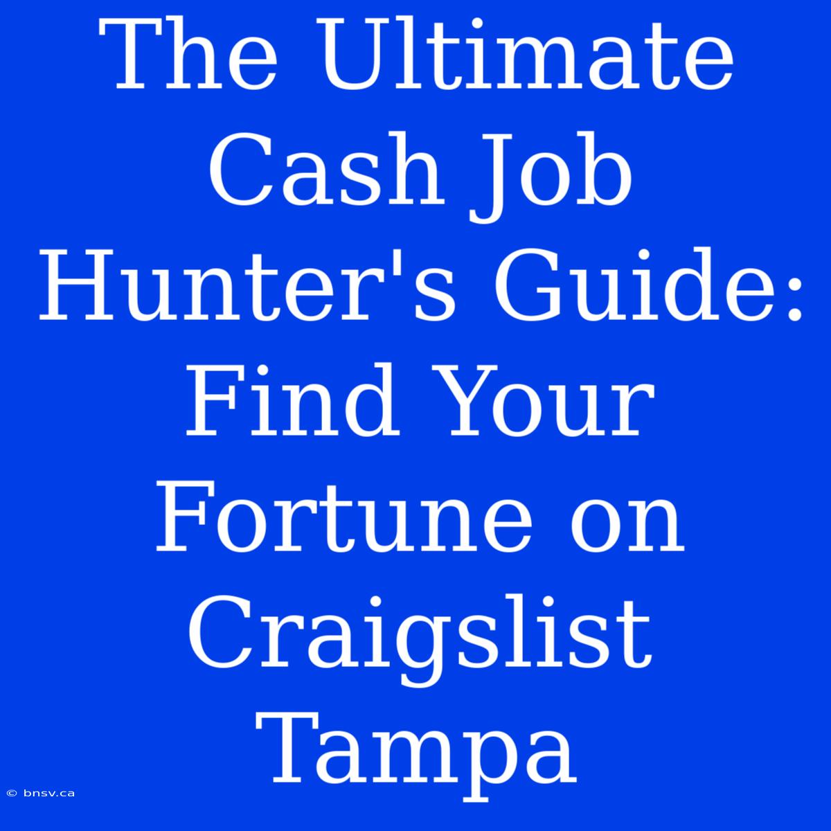 The Ultimate Cash Job Hunter's Guide: Find Your Fortune On Craigslist Tampa