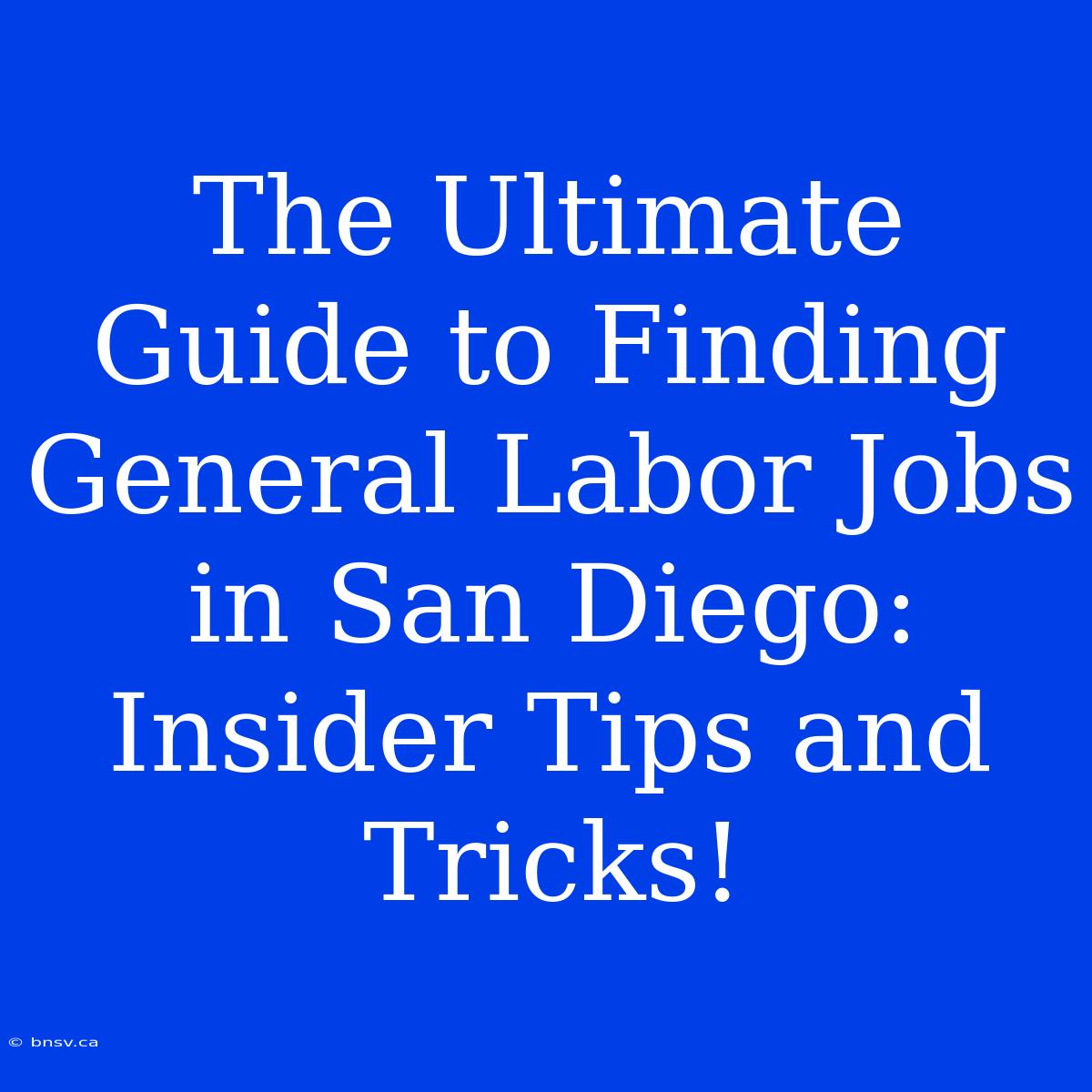 The Ultimate Guide To Finding General Labor Jobs In San Diego: Insider Tips And Tricks!