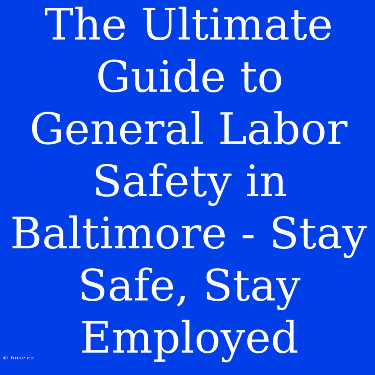 The Ultimate Guide To General Labor Safety In Baltimore - Stay Safe, Stay Employed