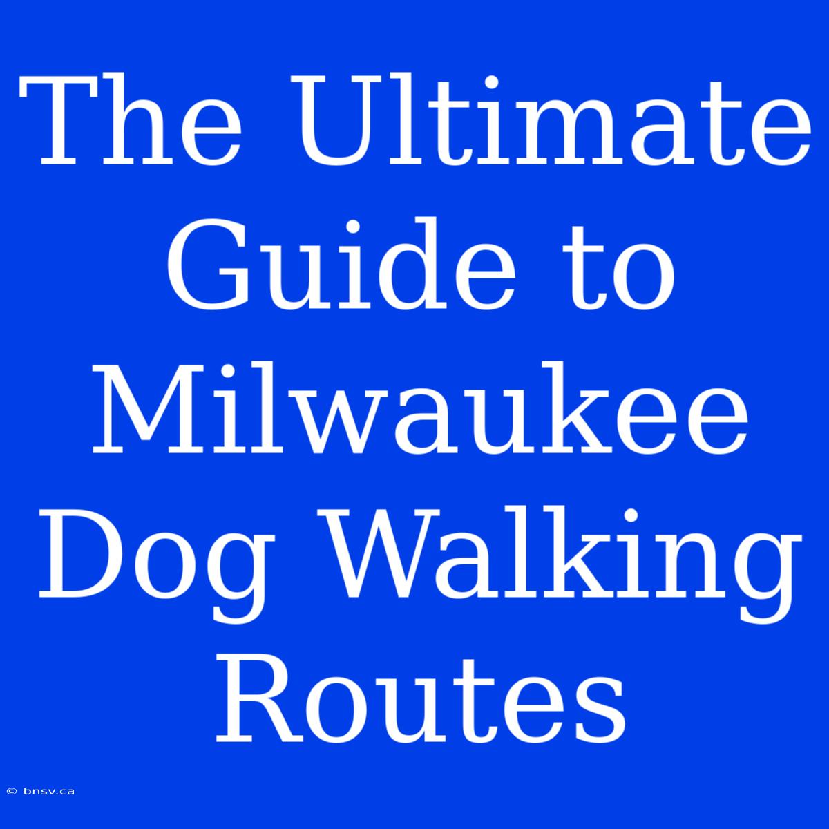 The Ultimate Guide To Milwaukee Dog Walking Routes