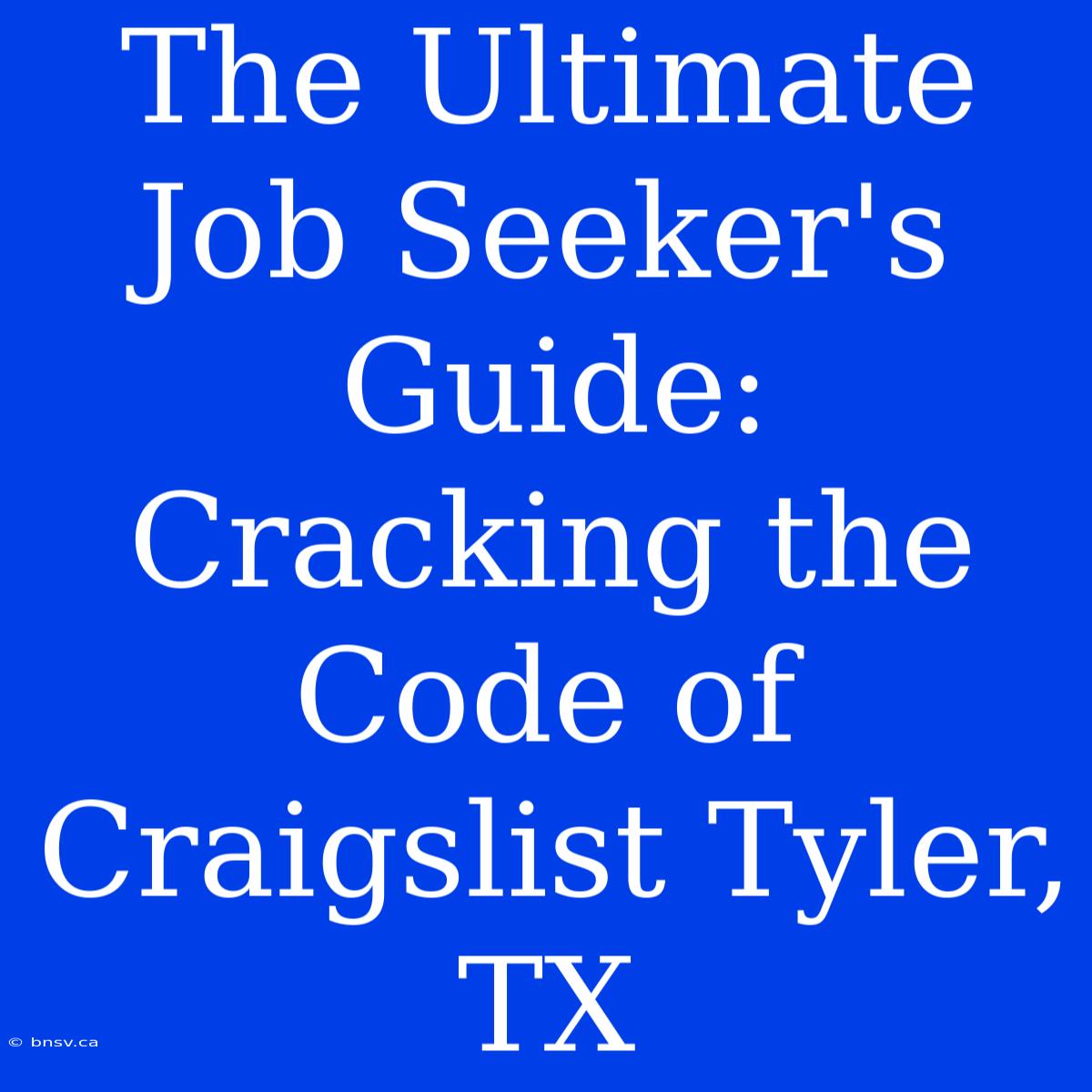 The Ultimate Job Seeker's Guide: Cracking The Code Of Craigslist Tyler, TX