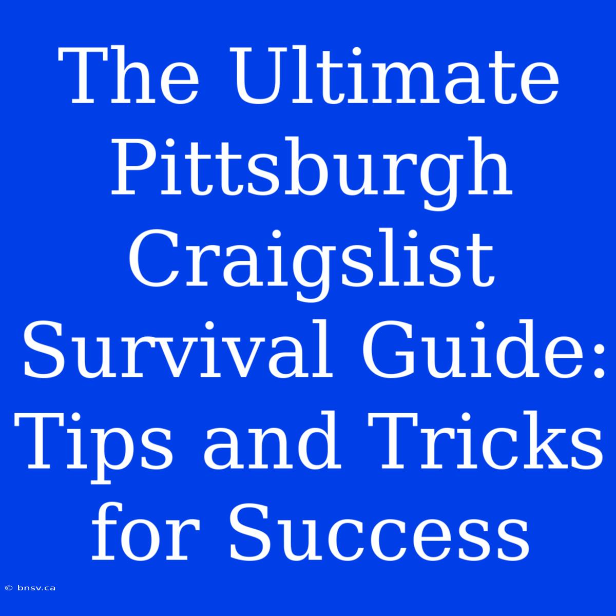 The Ultimate Pittsburgh Craigslist Survival Guide: Tips And Tricks For Success