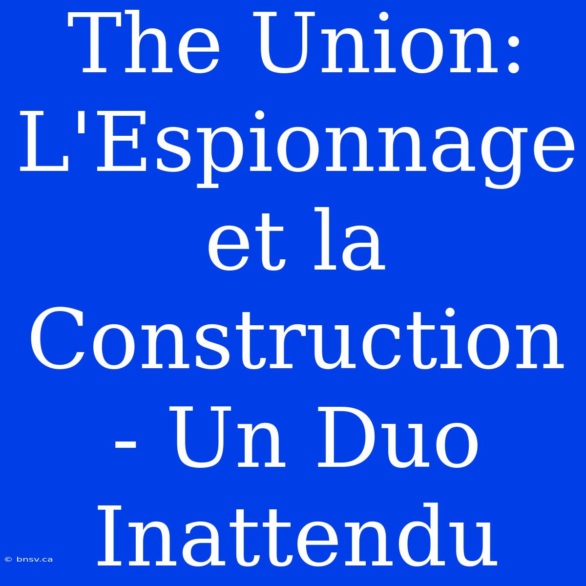 The Union: L'Espionnage Et La Construction - Un Duo Inattendu