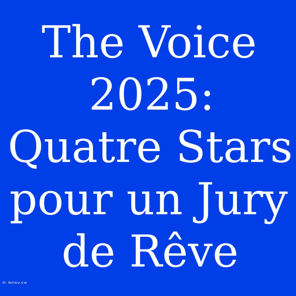 The Voice 2025: Quatre Stars Pour Un Jury De Rêve