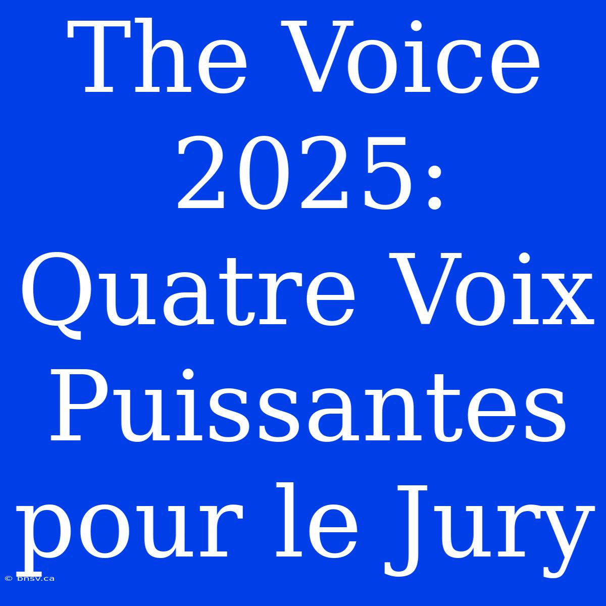 The Voice 2025: Quatre Voix Puissantes Pour Le Jury