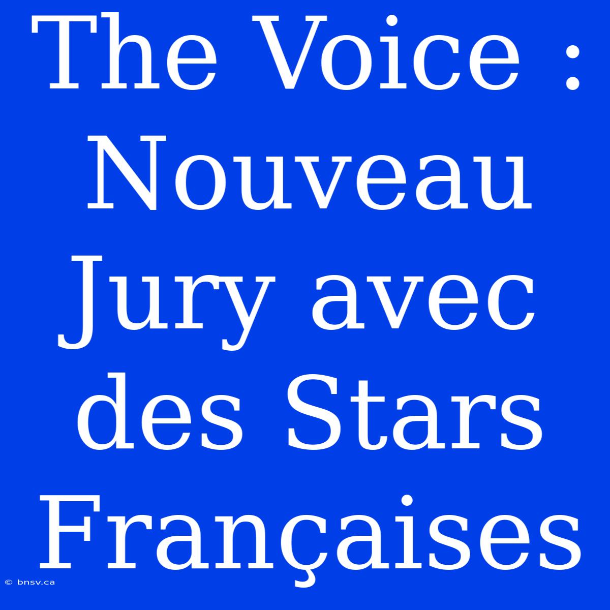 The Voice : Nouveau Jury Avec Des Stars Françaises