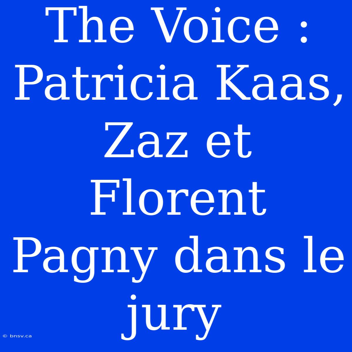 The Voice : Patricia Kaas, Zaz Et Florent Pagny Dans Le Jury