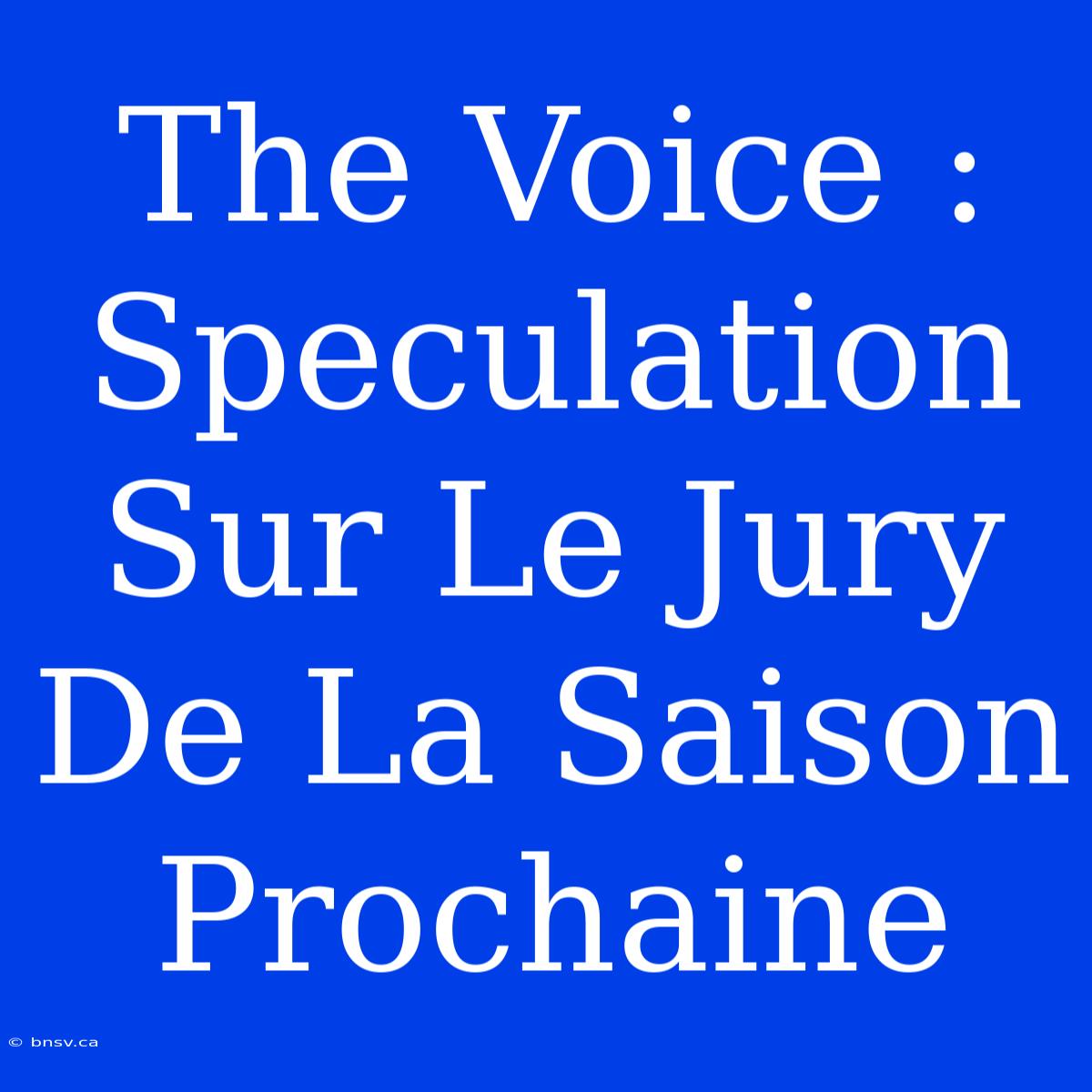 The Voice : Speculation Sur Le Jury De La Saison Prochaine