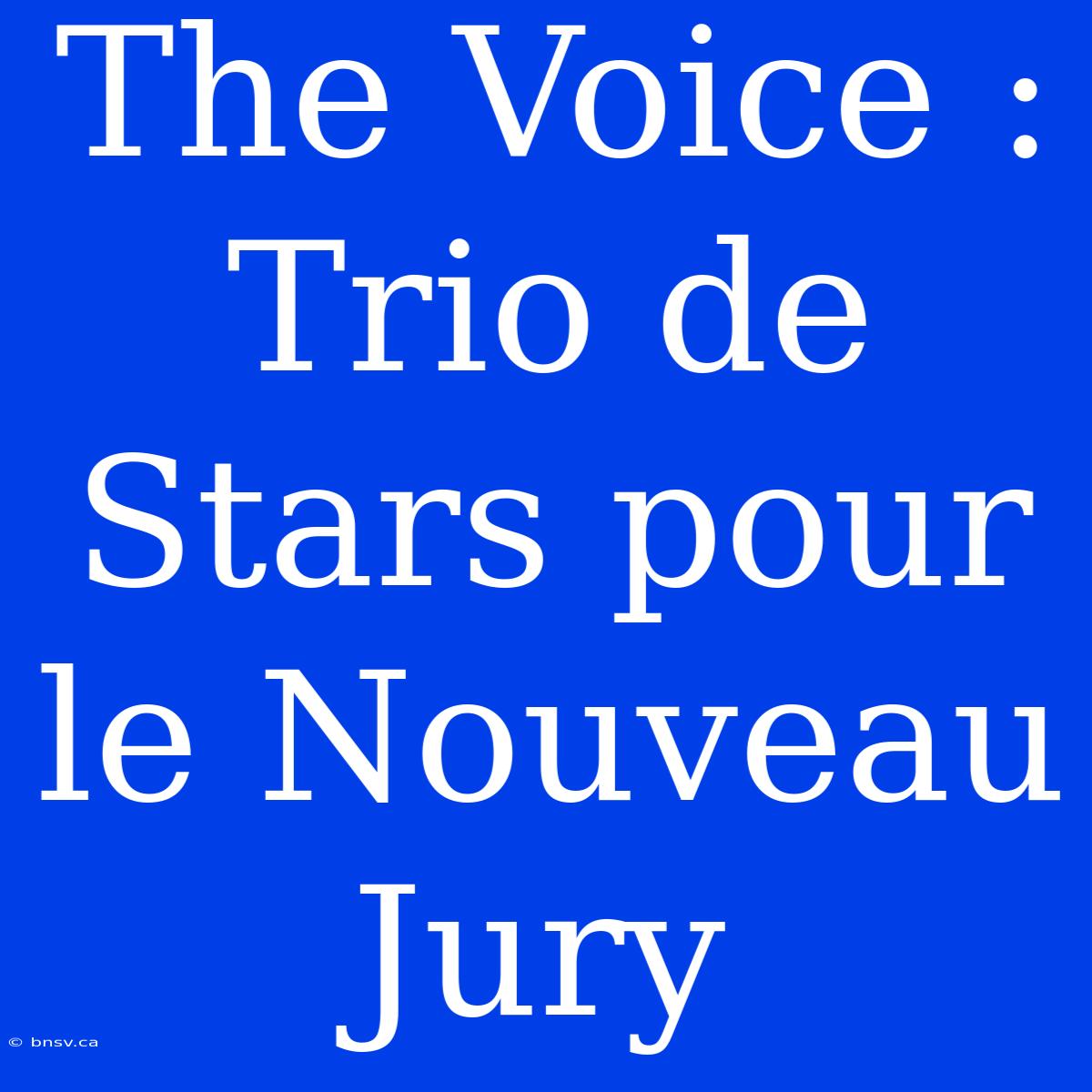 The Voice : Trio De Stars Pour Le Nouveau Jury