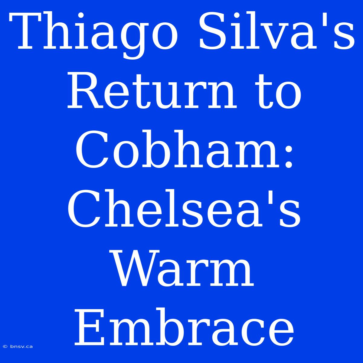 Thiago Silva's Return To Cobham: Chelsea's Warm Embrace