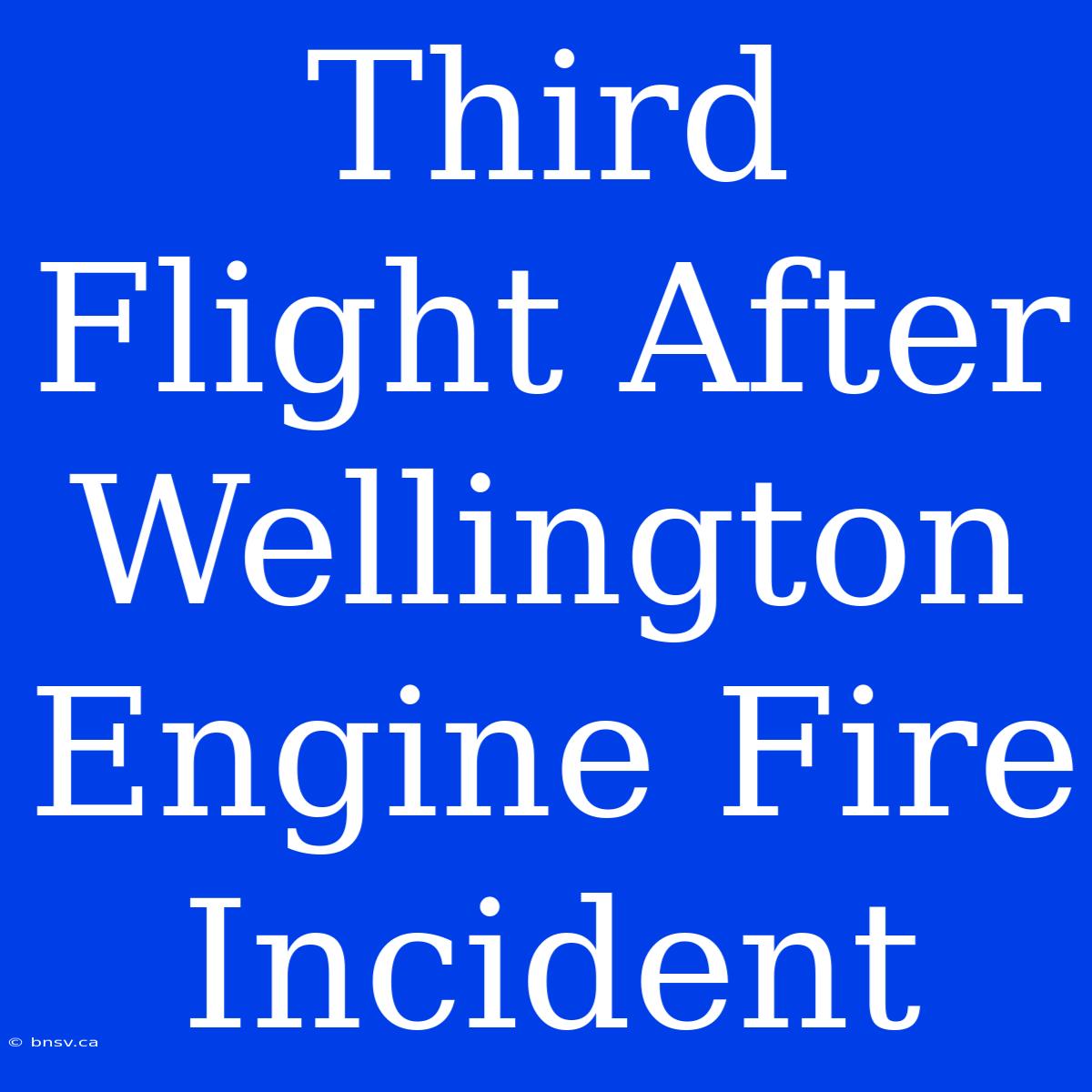 Third Flight After Wellington Engine Fire Incident