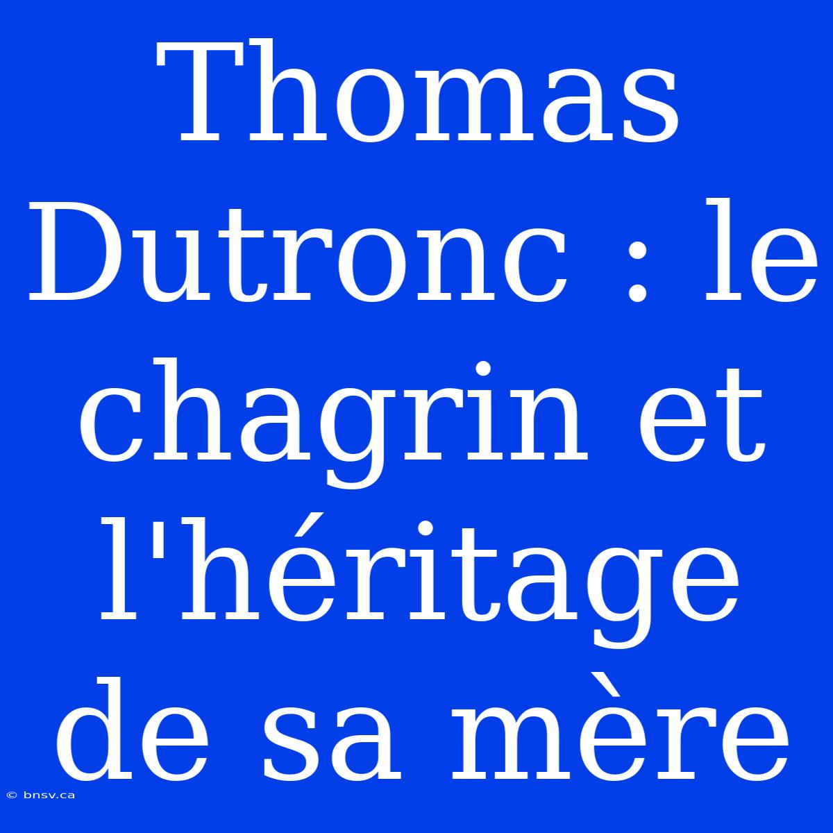 Thomas Dutronc : Le Chagrin Et L'héritage De Sa Mère