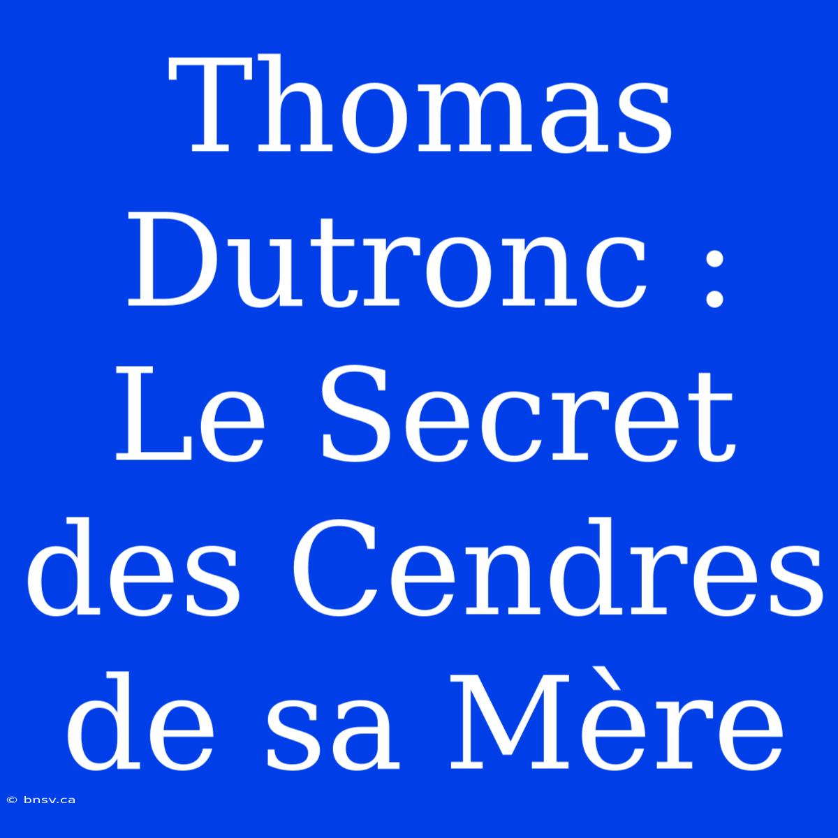 Thomas Dutronc : Le Secret Des Cendres De Sa Mère