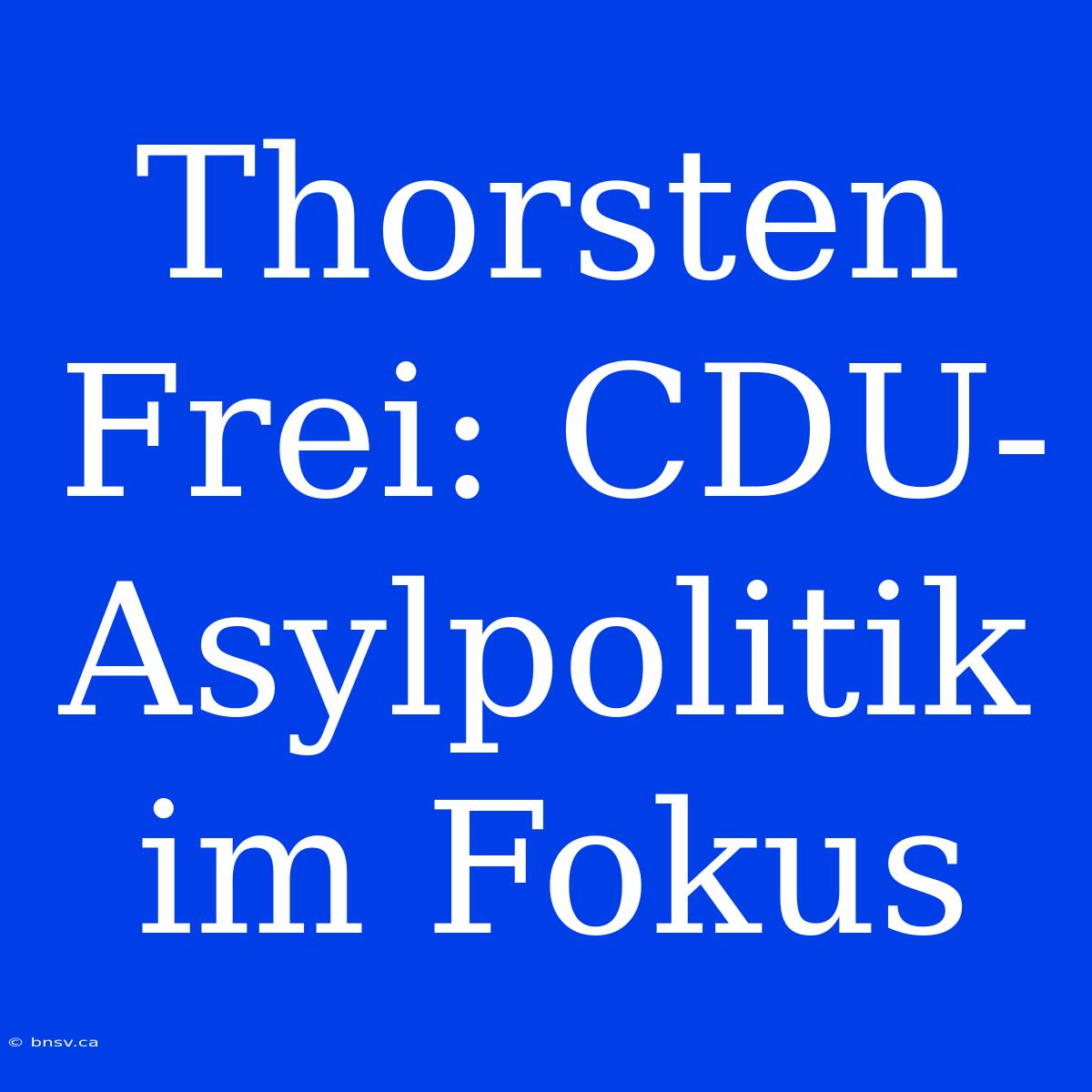 Thorsten Frei: CDU-Asylpolitik Im Fokus