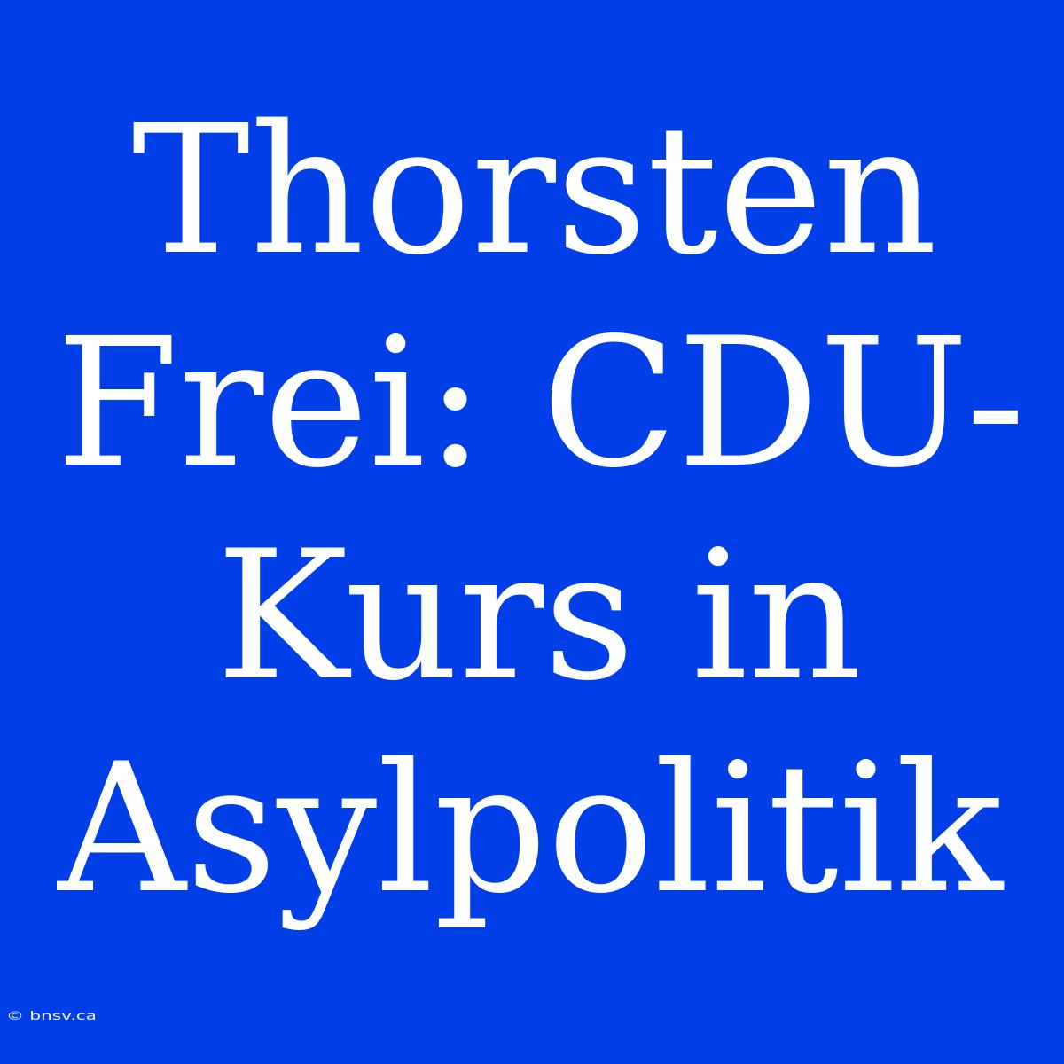 Thorsten Frei: CDU-Kurs In Asylpolitik