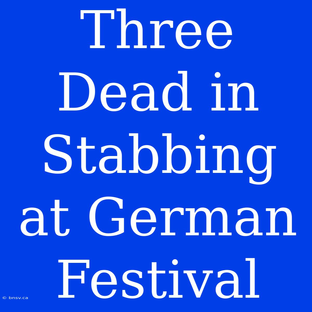 Three Dead In Stabbing At German Festival