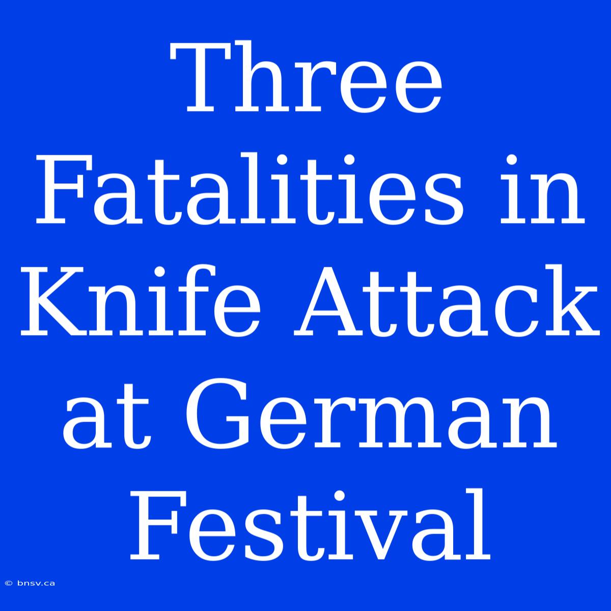 Three Fatalities In Knife Attack At German Festival