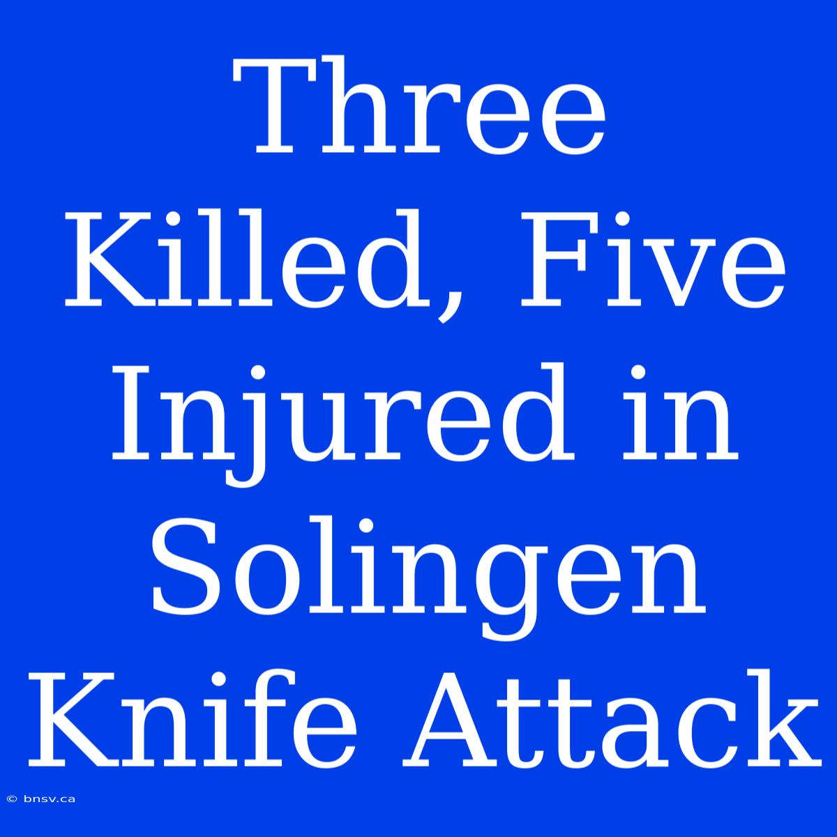 Three Killed, Five Injured In Solingen Knife Attack