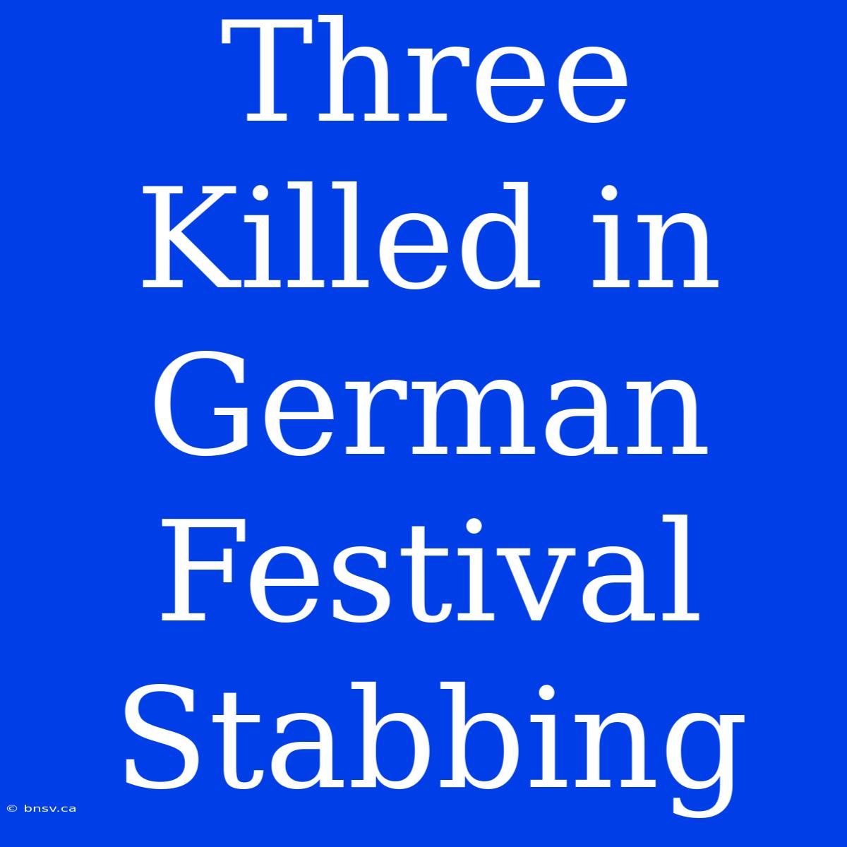 Three Killed In German Festival Stabbing