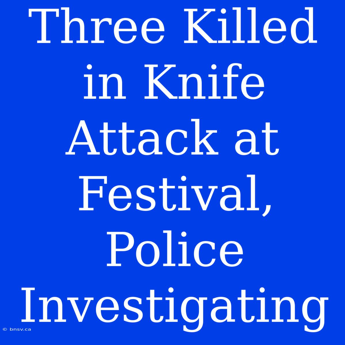 Three Killed In Knife Attack At Festival, Police Investigating