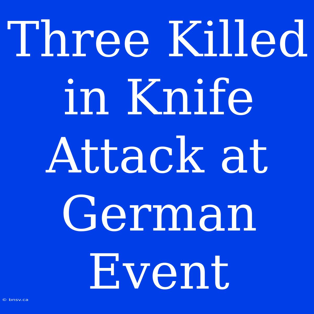 Three Killed In Knife Attack At German Event