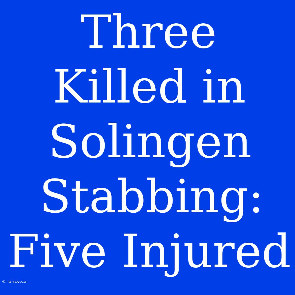 Three Killed In Solingen Stabbing: Five Injured