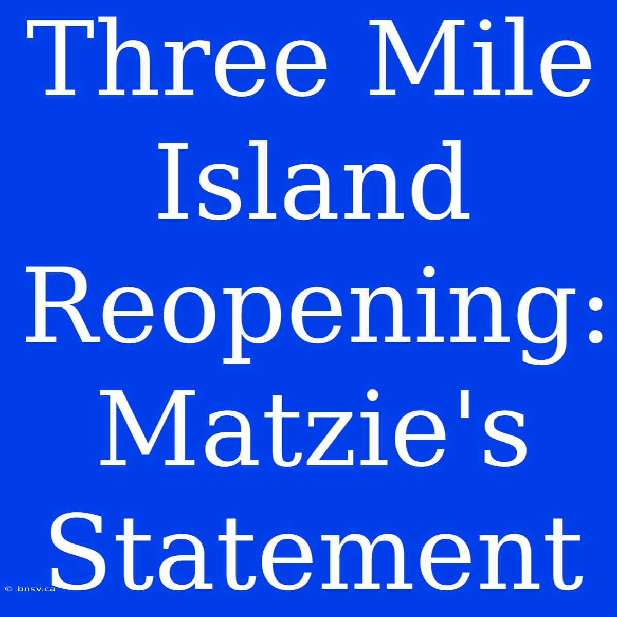 Three Mile Island Reopening: Matzie's Statement