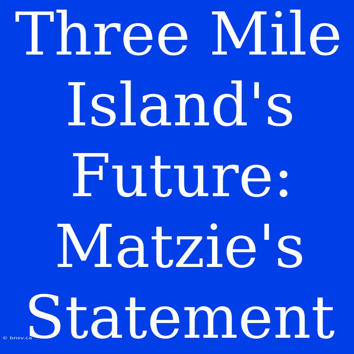 Three Mile Island's Future: Matzie's Statement