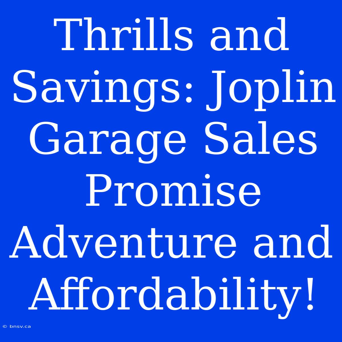 Thrills And Savings: Joplin Garage Sales Promise Adventure And Affordability!