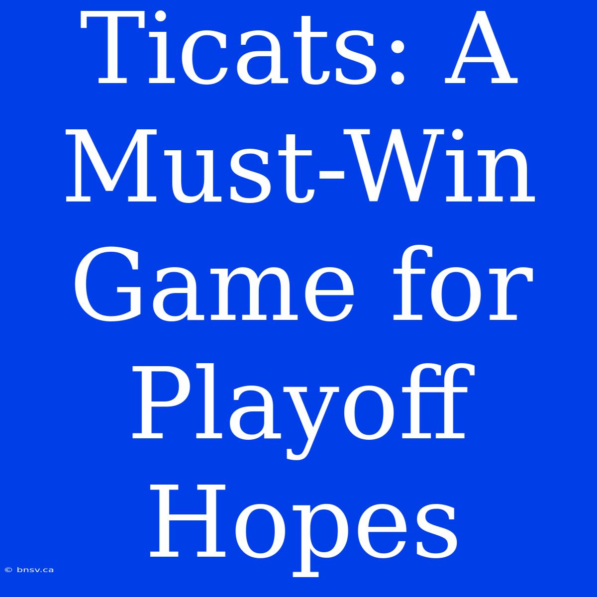 Ticats: A Must-Win Game For Playoff Hopes