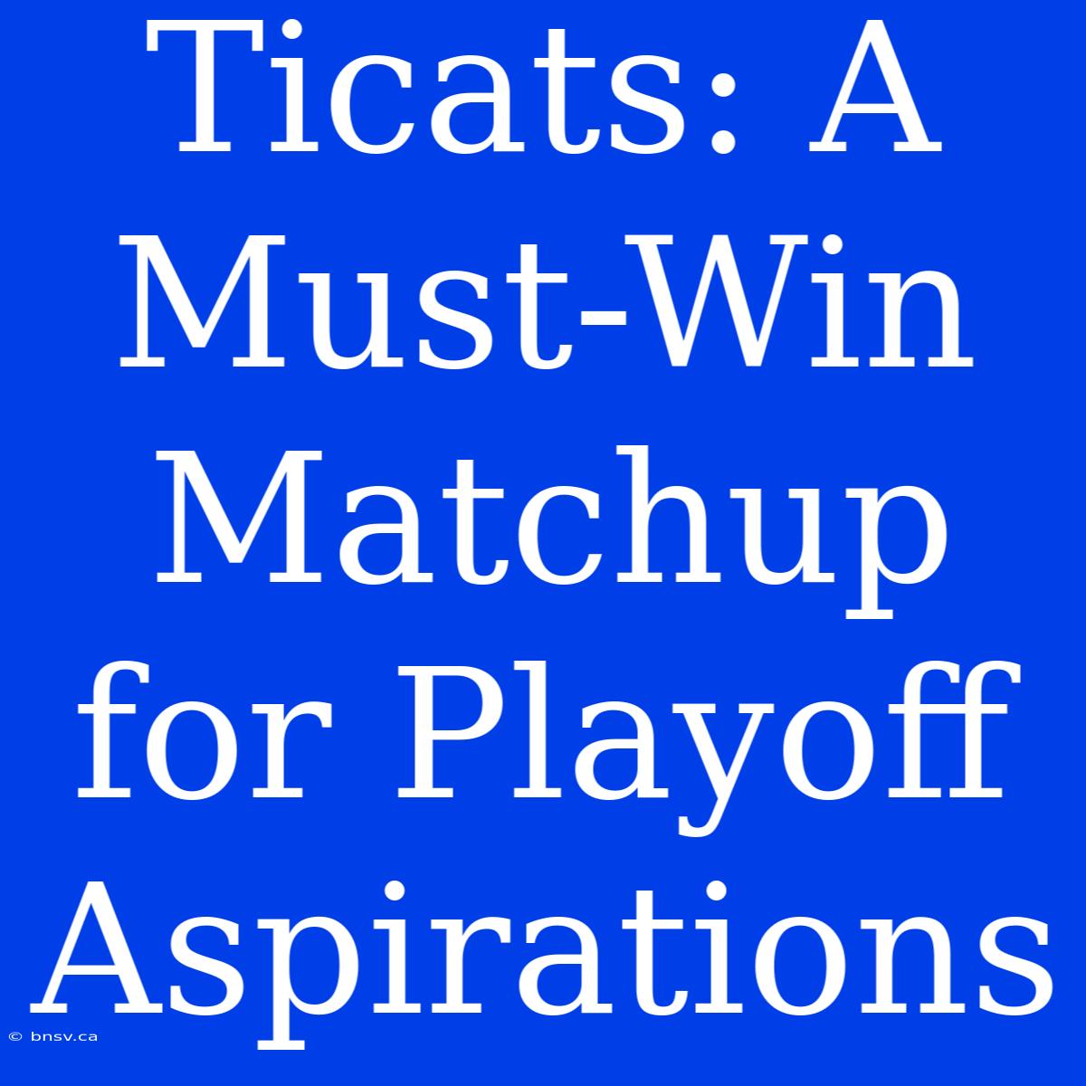 Ticats: A Must-Win Matchup For Playoff Aspirations