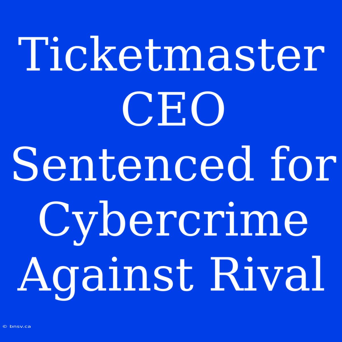 Ticketmaster CEO Sentenced For Cybercrime Against Rival