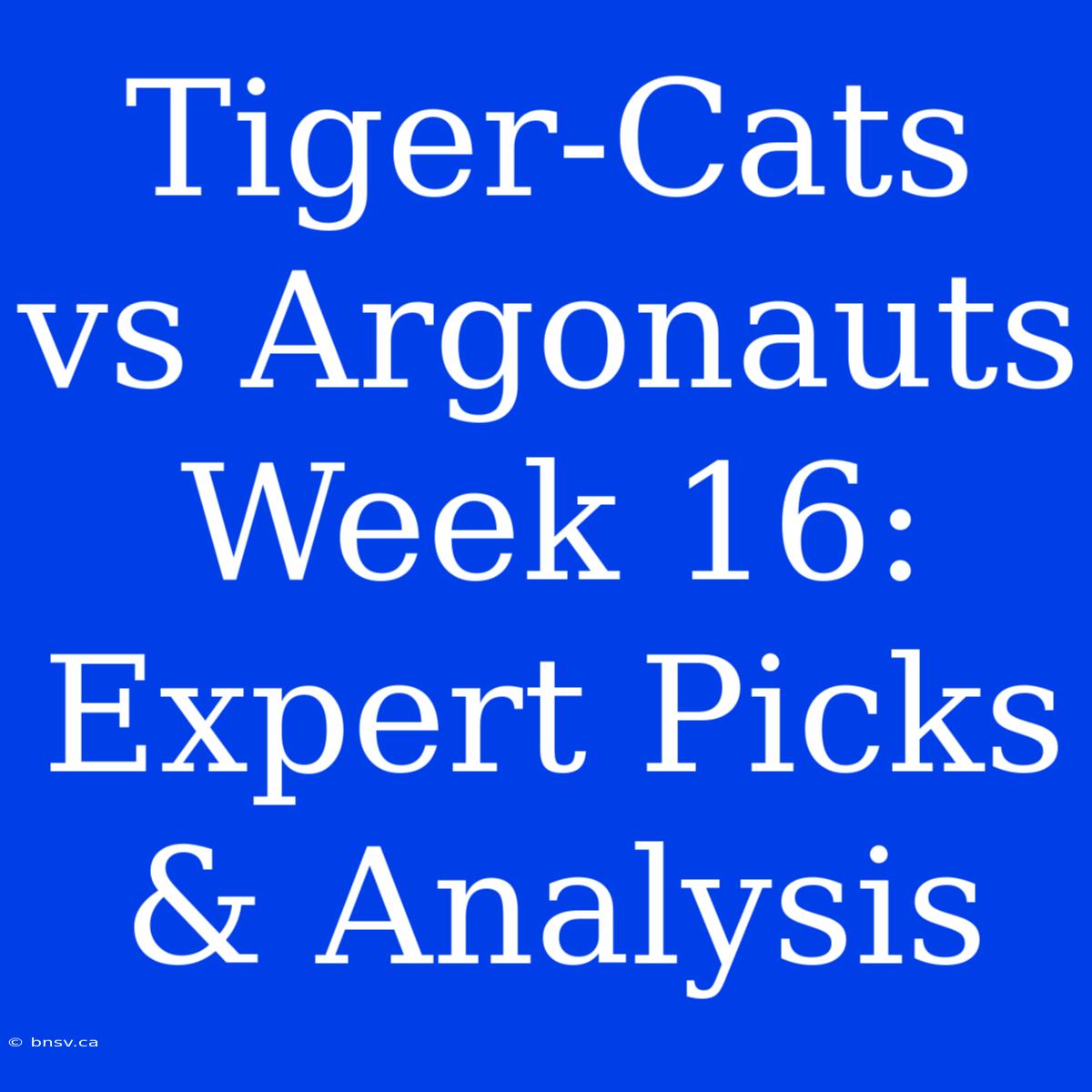 Tiger-Cats Vs Argonauts Week 16: Expert Picks & Analysis