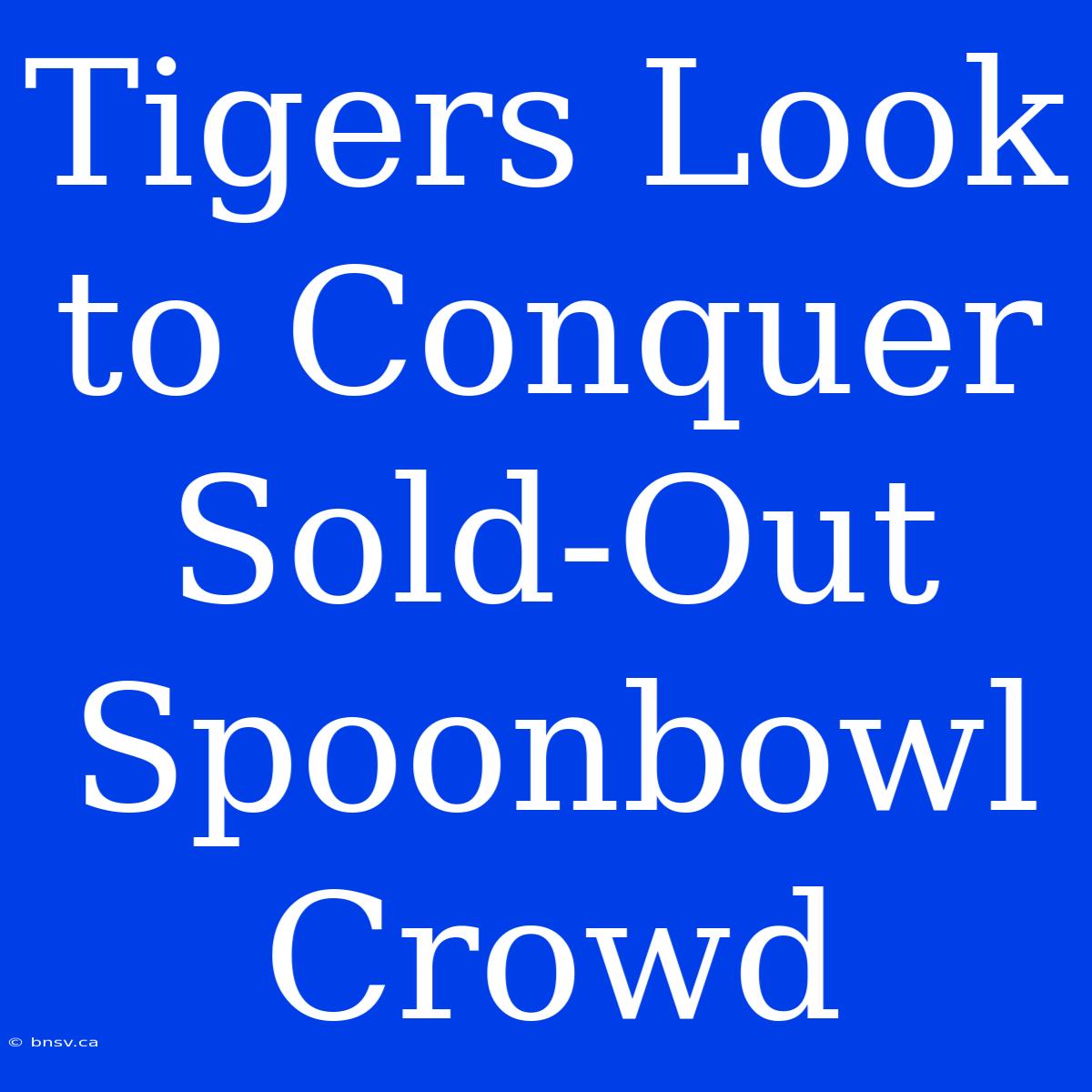 Tigers Look To Conquer Sold-Out Spoonbowl Crowd