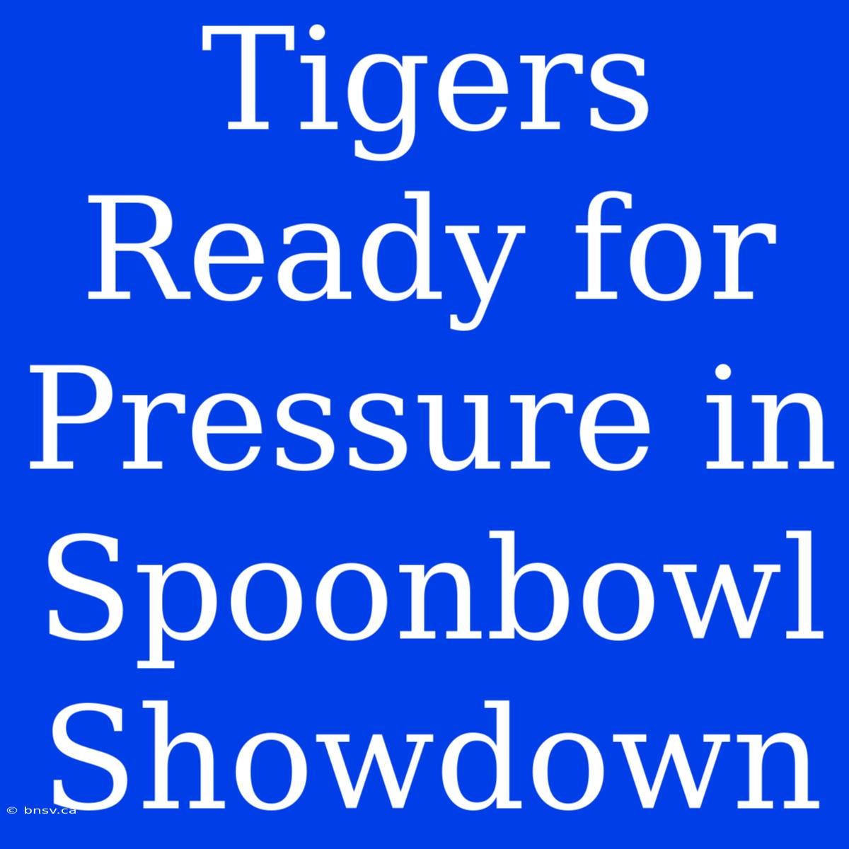 Tigers Ready For Pressure In Spoonbowl Showdown